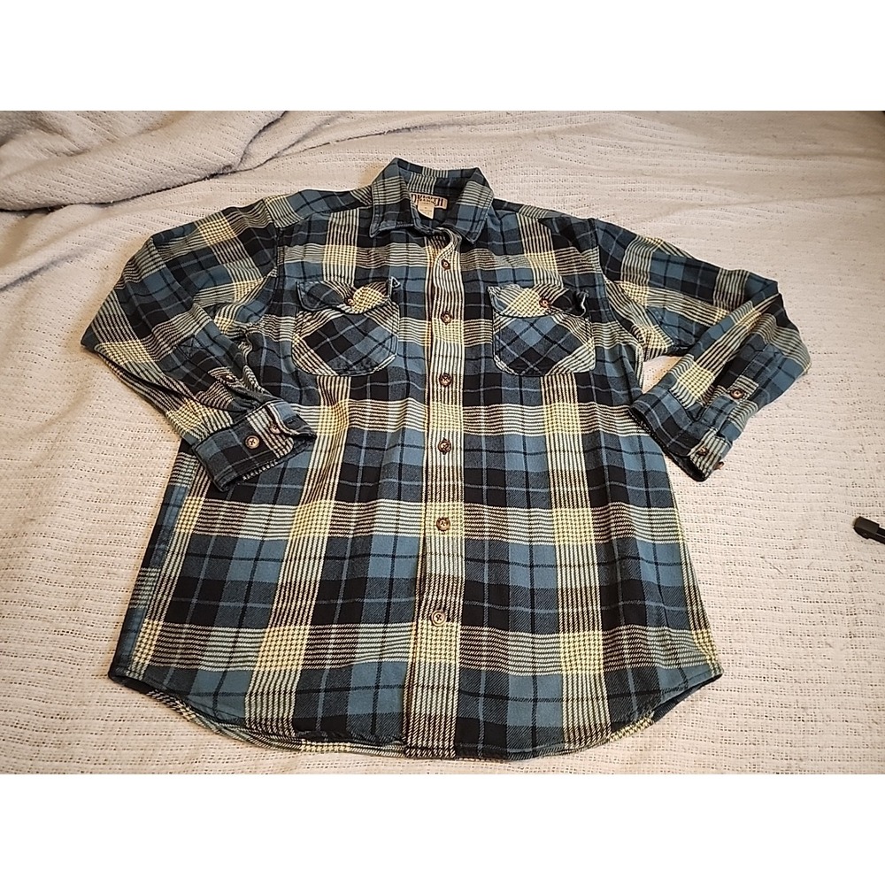 Duluth Trading Co Plaid Cotton Long Sleeve Button Front Shirt‎ Men's M Blue